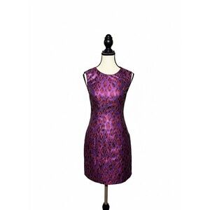 French Connection Dress Designer Metallic Purple Leopard Print Size 0 NWT ($228)